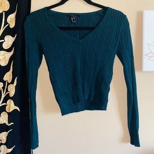 green cropped sweater